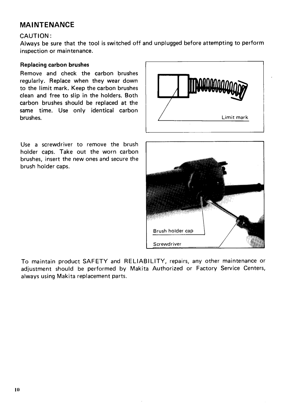 Makita 3705 instruction manual Maintenance 