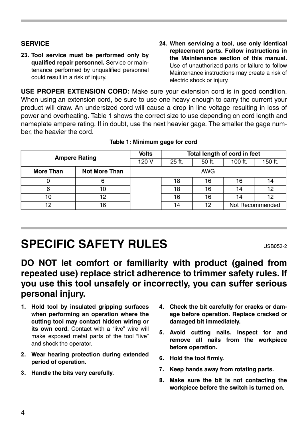 Makita 3707FC instruction manual Specific Safety Rules 