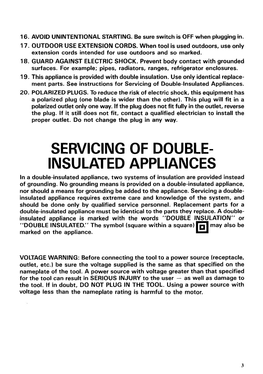 Makita 406 instruction manual Servicing of DOUBLE= Insulated Appliances 