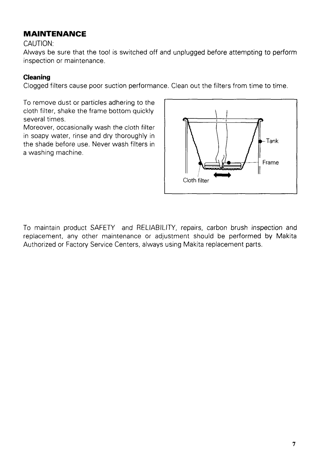 Makita 406 instruction manual Maintenance 