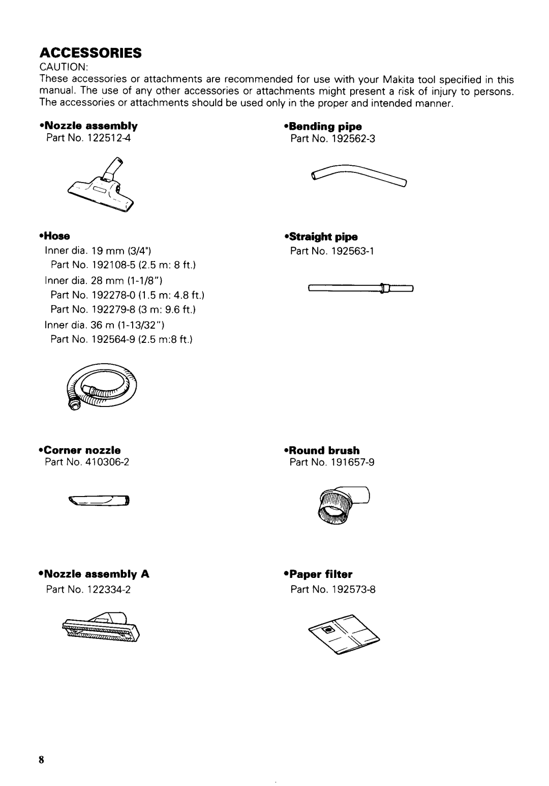 Makita 406 instruction manual Accessories 