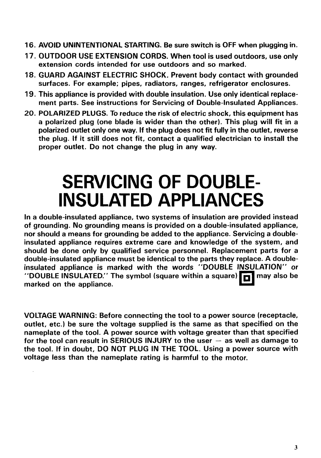 Makita 406 instruction manual Servicing Of Double= Insulated Appliances 