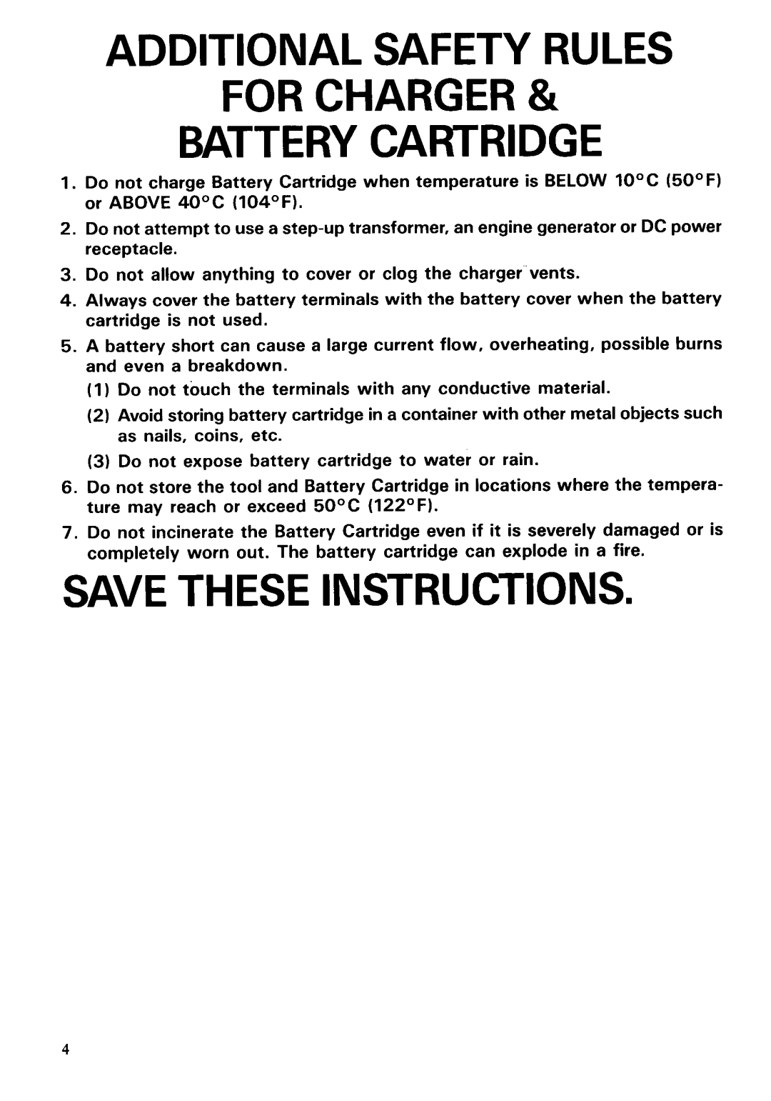 Makita 4071D dimensions Additional Safety Rules For Charger Battery Cartridge 