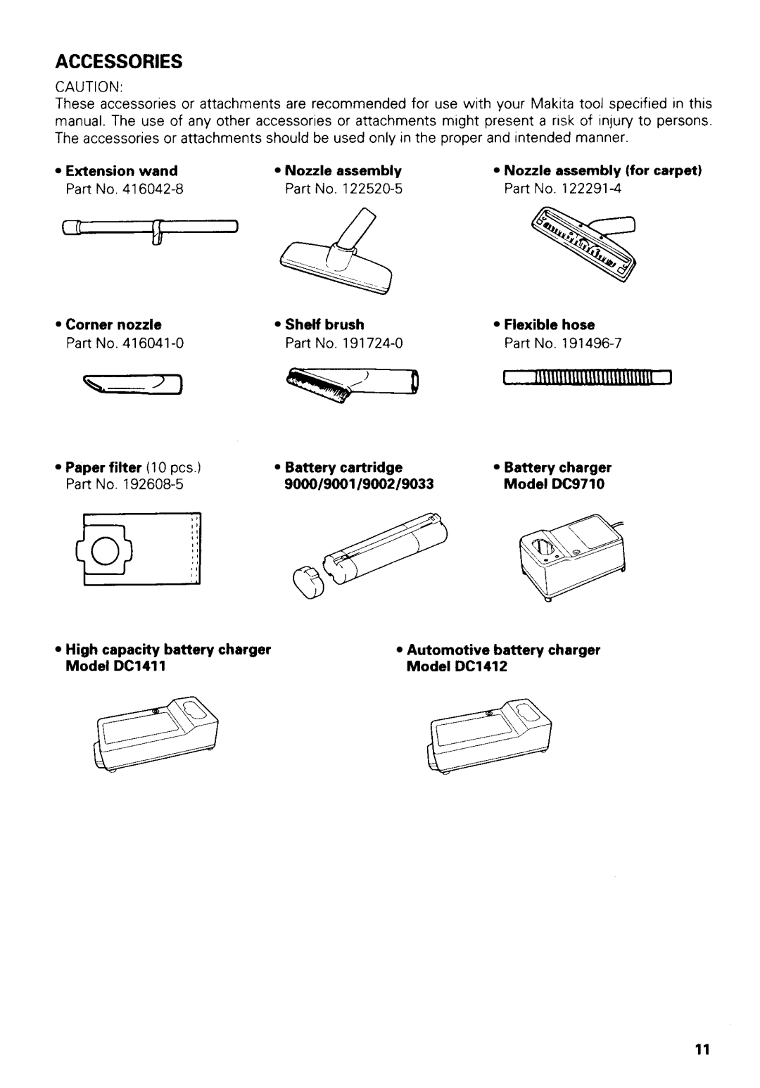 Makita 4093D dimensions Accessories 