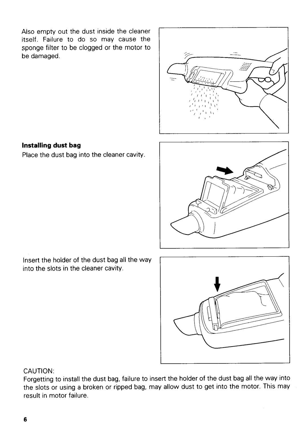 Makita 4093D dimensions Installing dust bag 