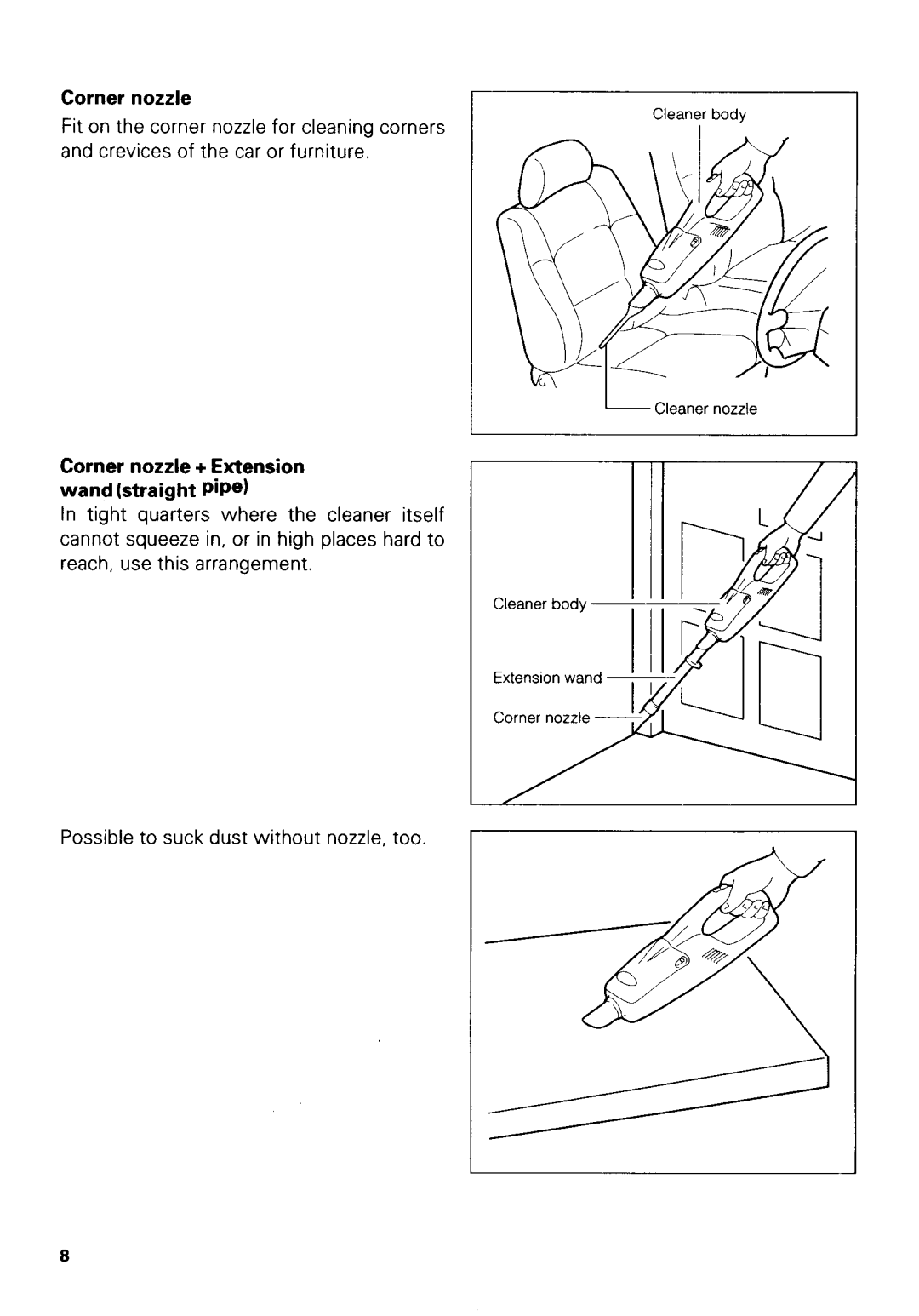 Makita 4093D dimensions Corner nozzle + Extension wand straight Pipe 