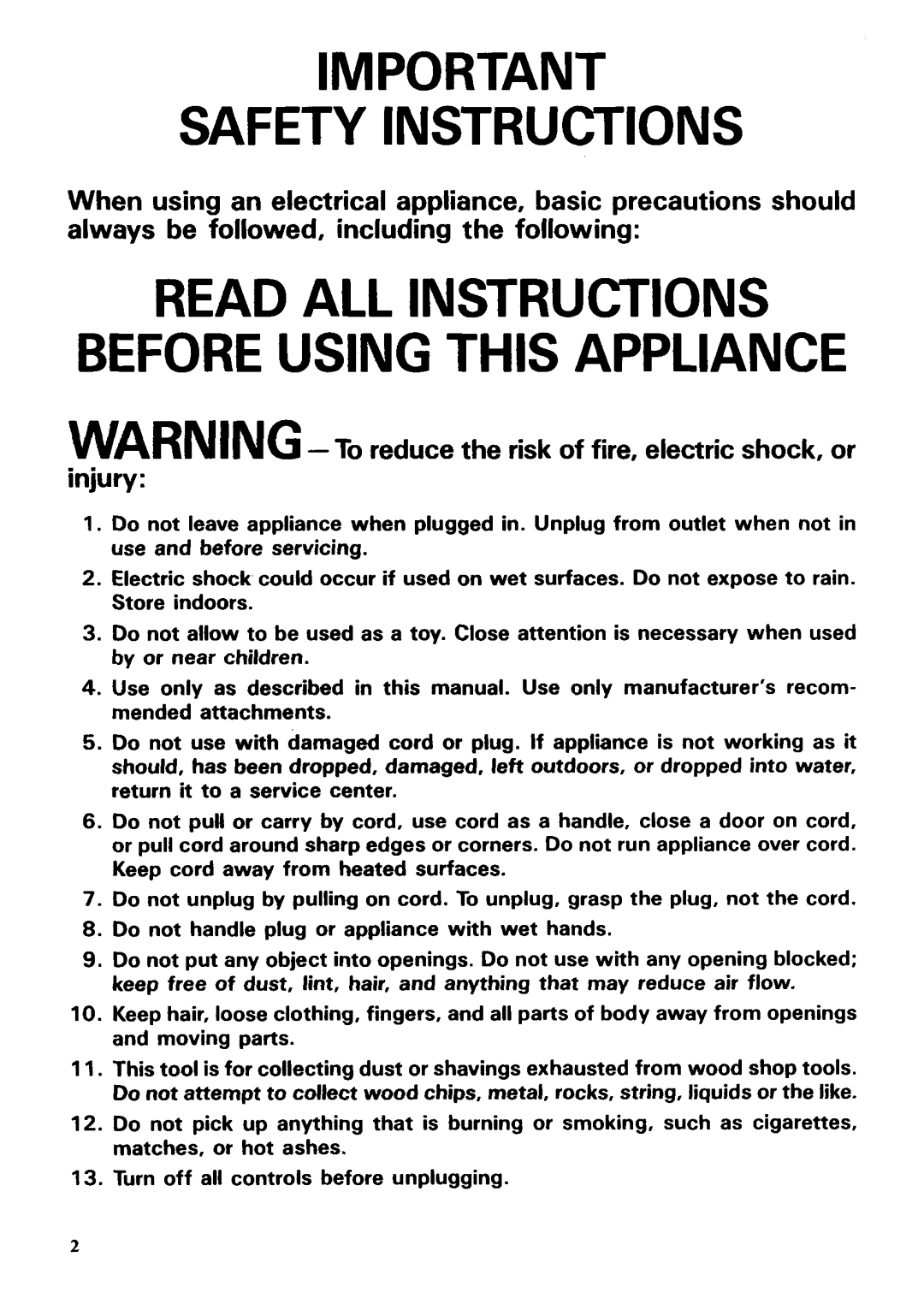 Makita 410 instruction manual Safety Instructions, Read ALL Instructions Before Using this Appliance 