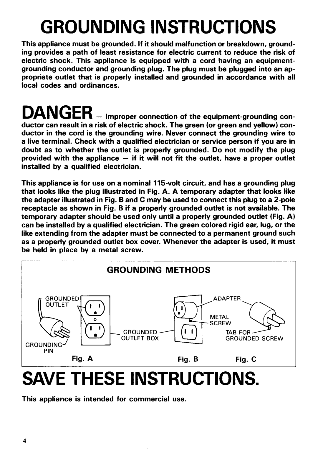 Makita 410 instruction manual Grounding Instructions, Grounding Methods 