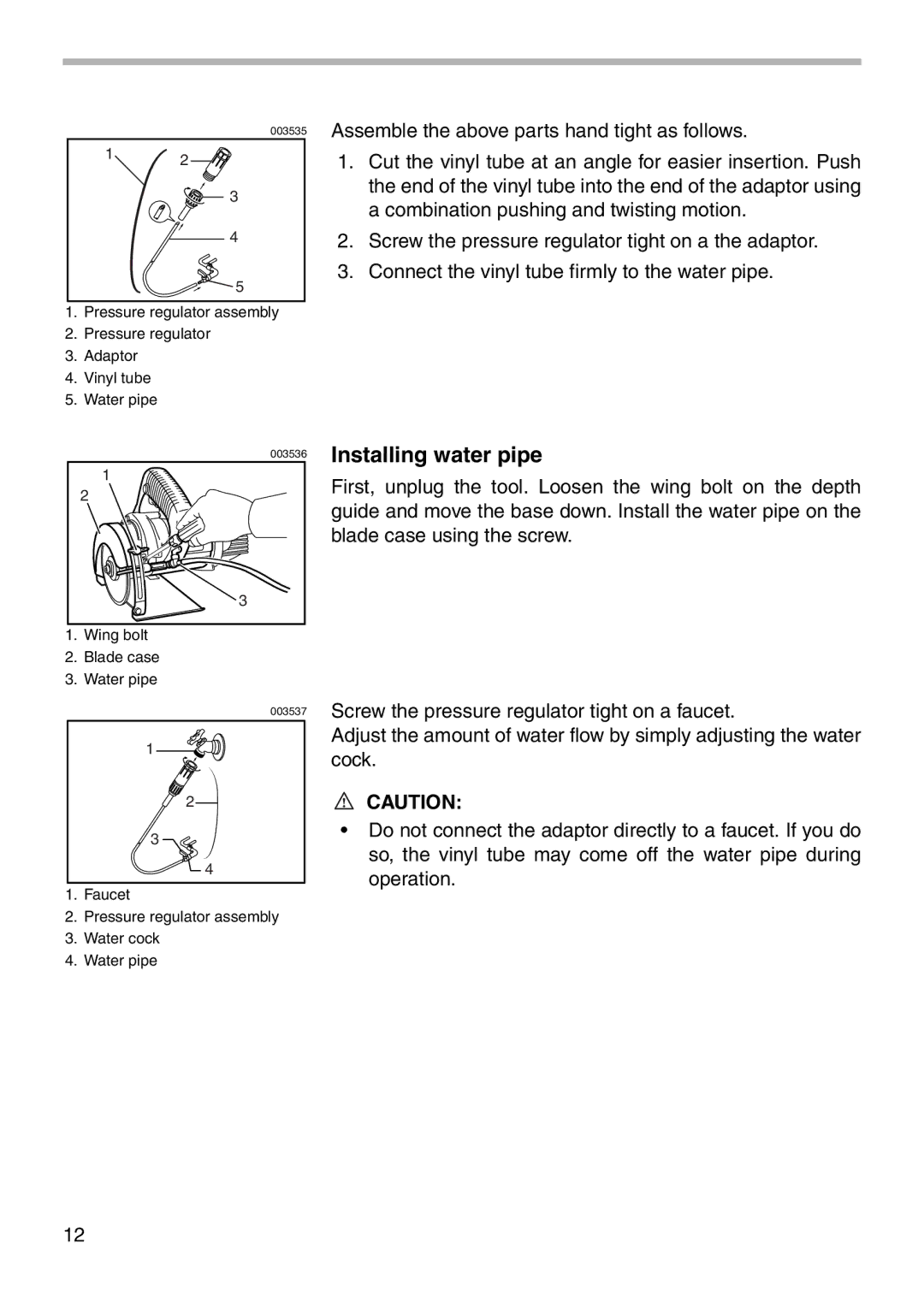 Makita 4101RH instruction manual Installing water pipe 