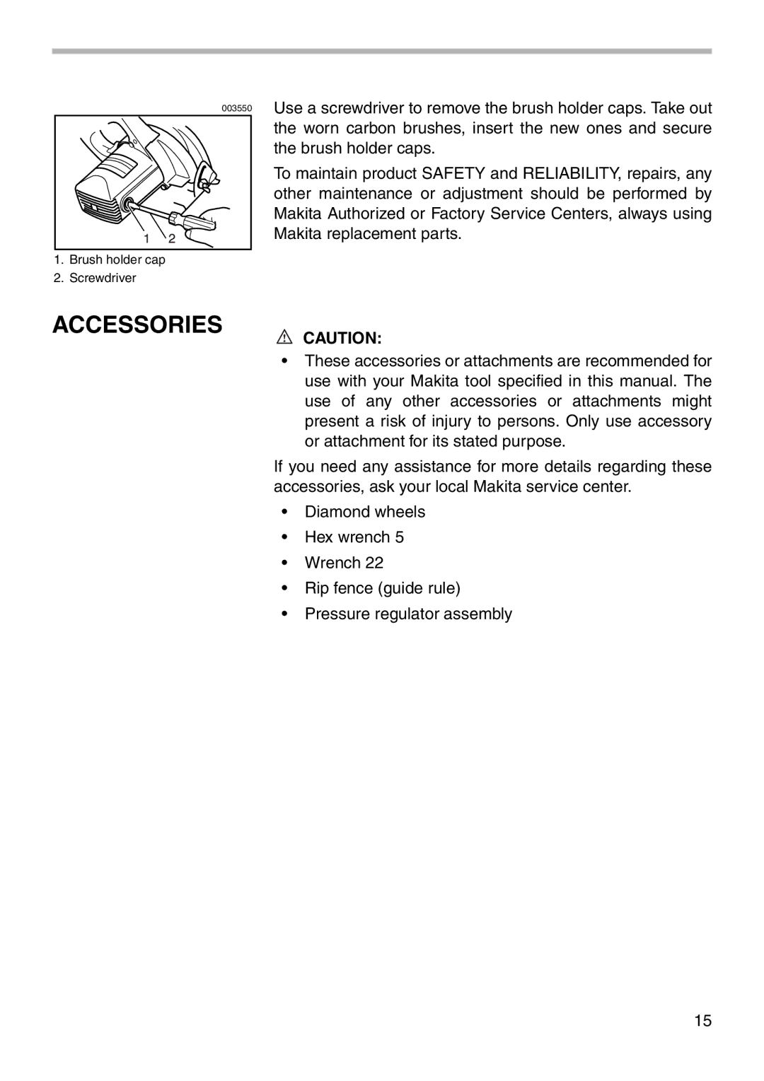 Makita 4101RH instruction manual Accessories 