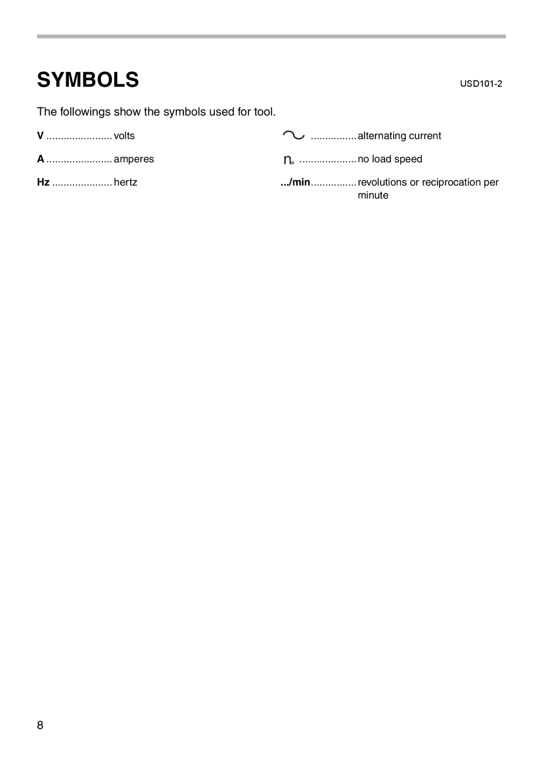 Makita 4101RH instruction manual Symbols 