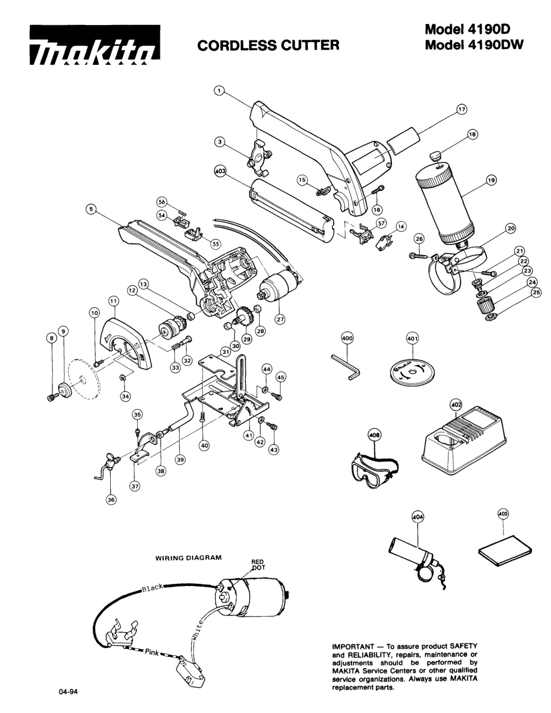 Makita 41900 manual Cutter, Model 419ODW 