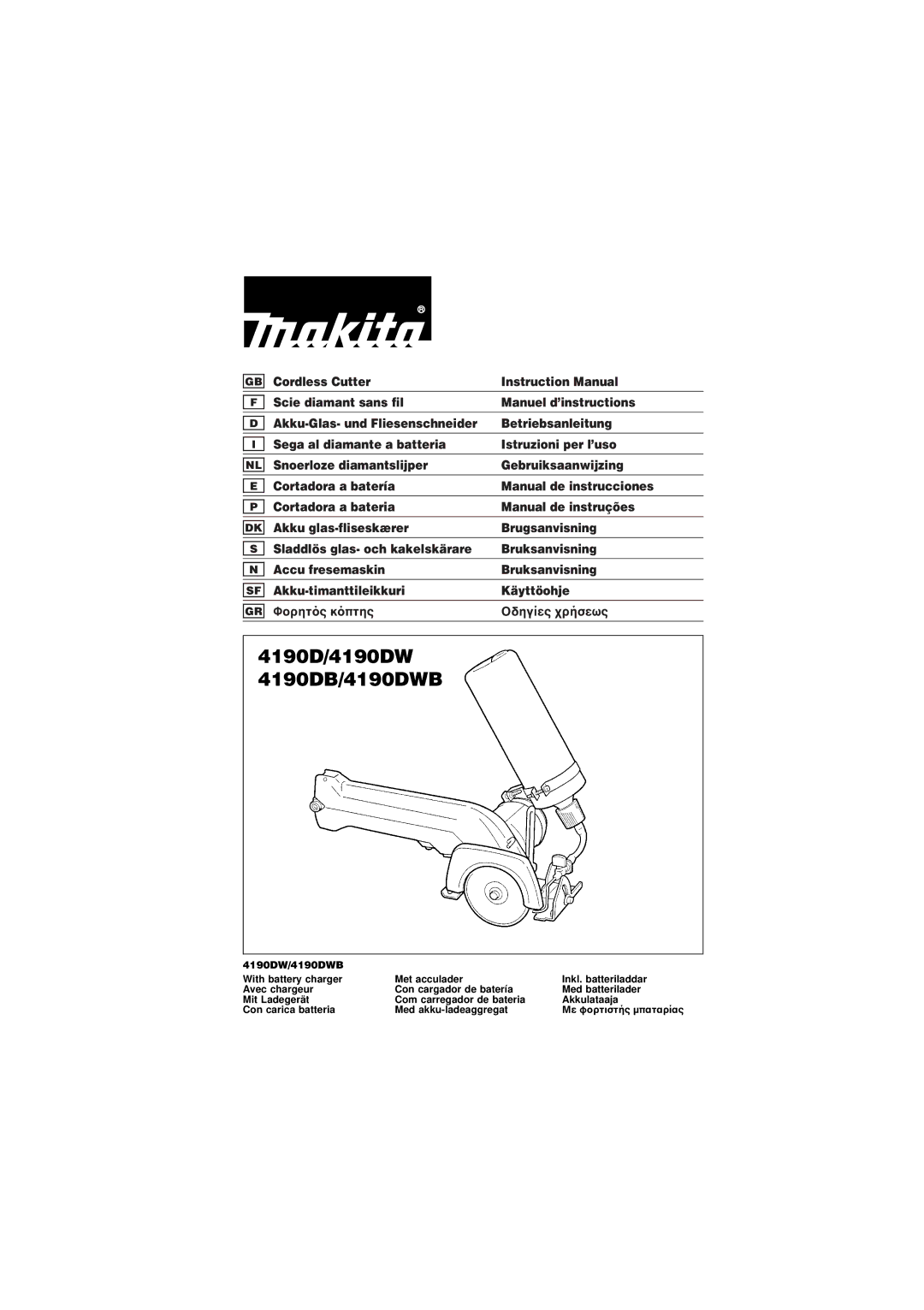 Makita instruction manual 4190D/4190DW 4190DB/4190DWB 