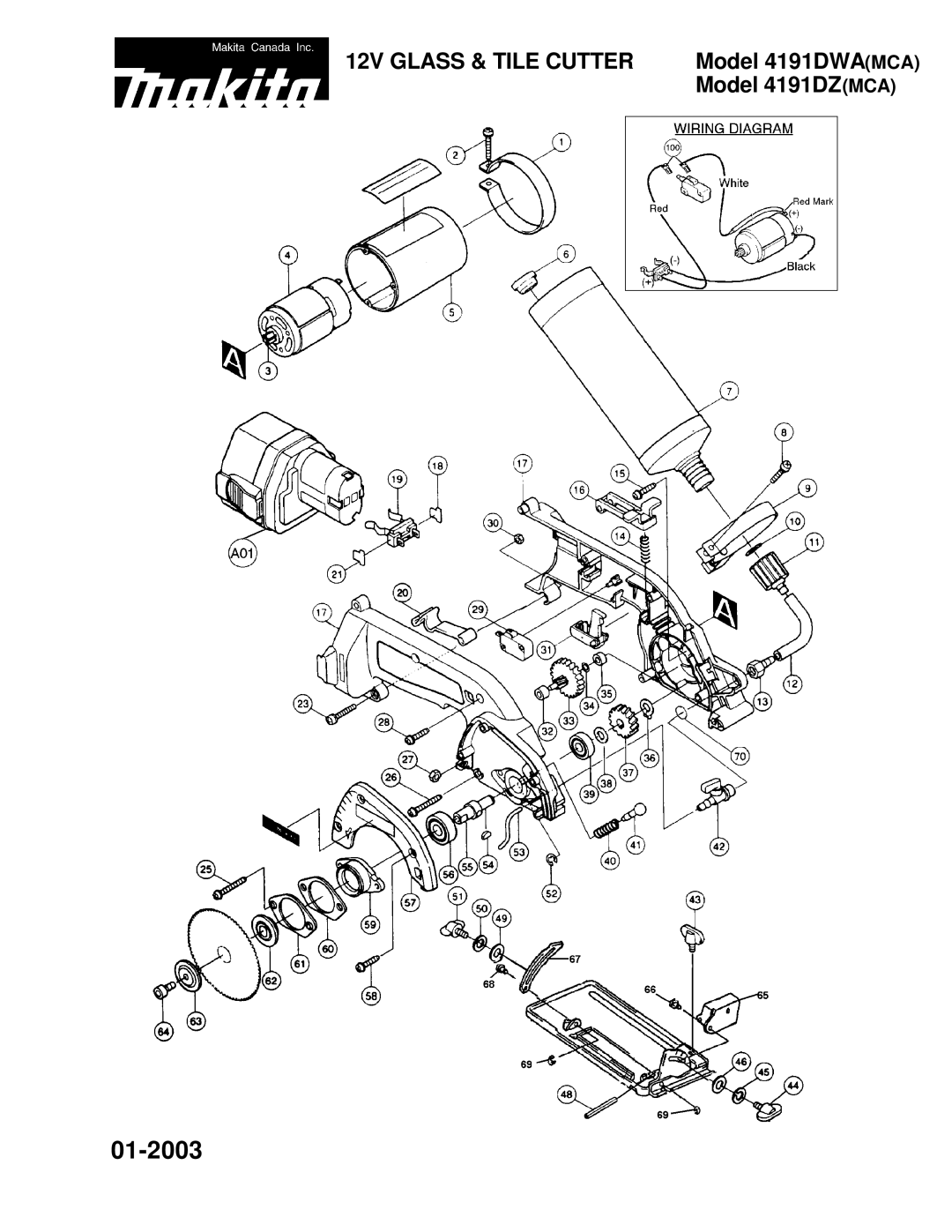 Makita 4191DZ, 4191DWA manual 01-2003 