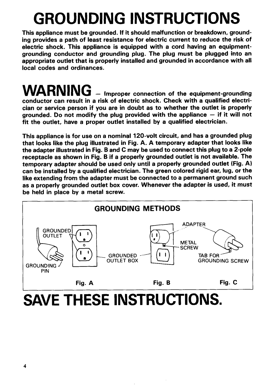 Makita 420S instruction manual Grounding Instructions 