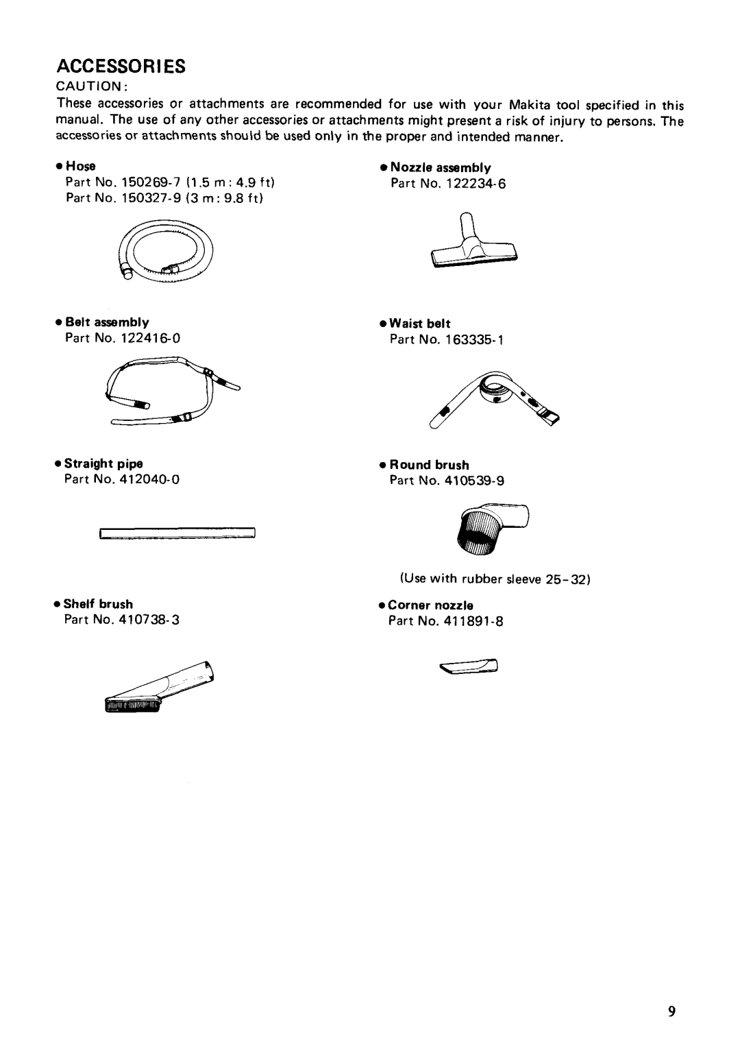 Makita 420S instruction manual Accessories 