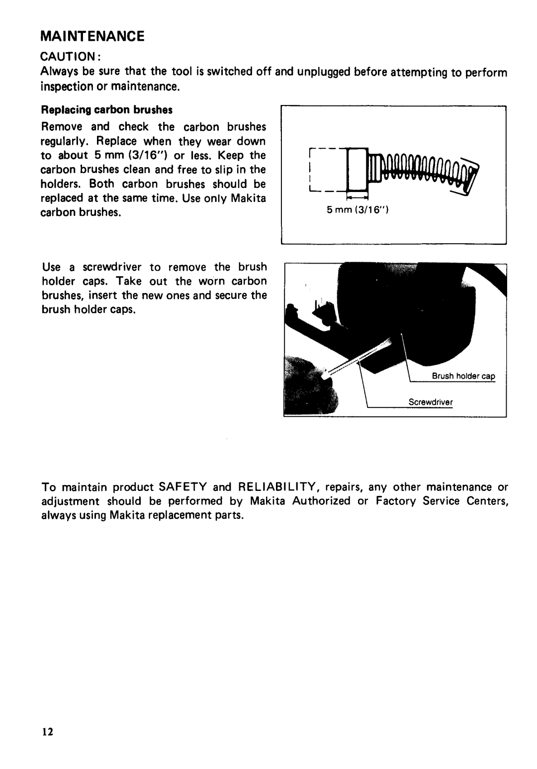 Makita 4301BV instruction manual MA1NTENANCE 