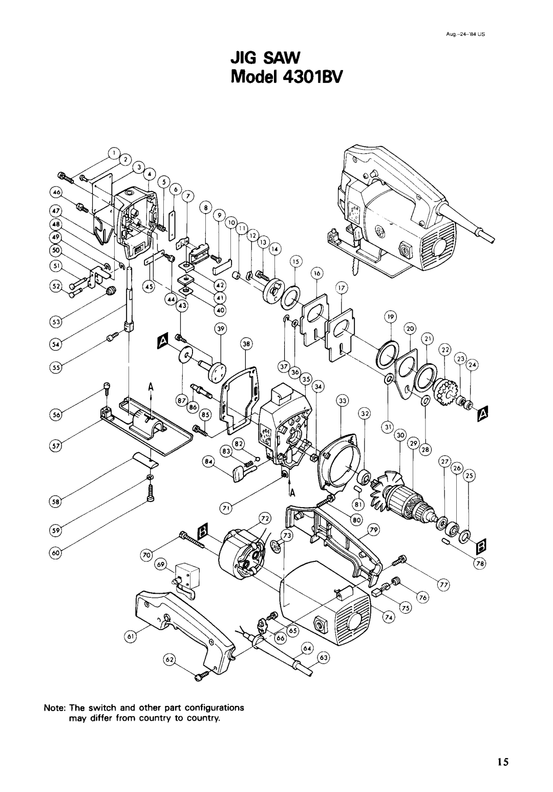 Makita instruction manual Model 4301BV 