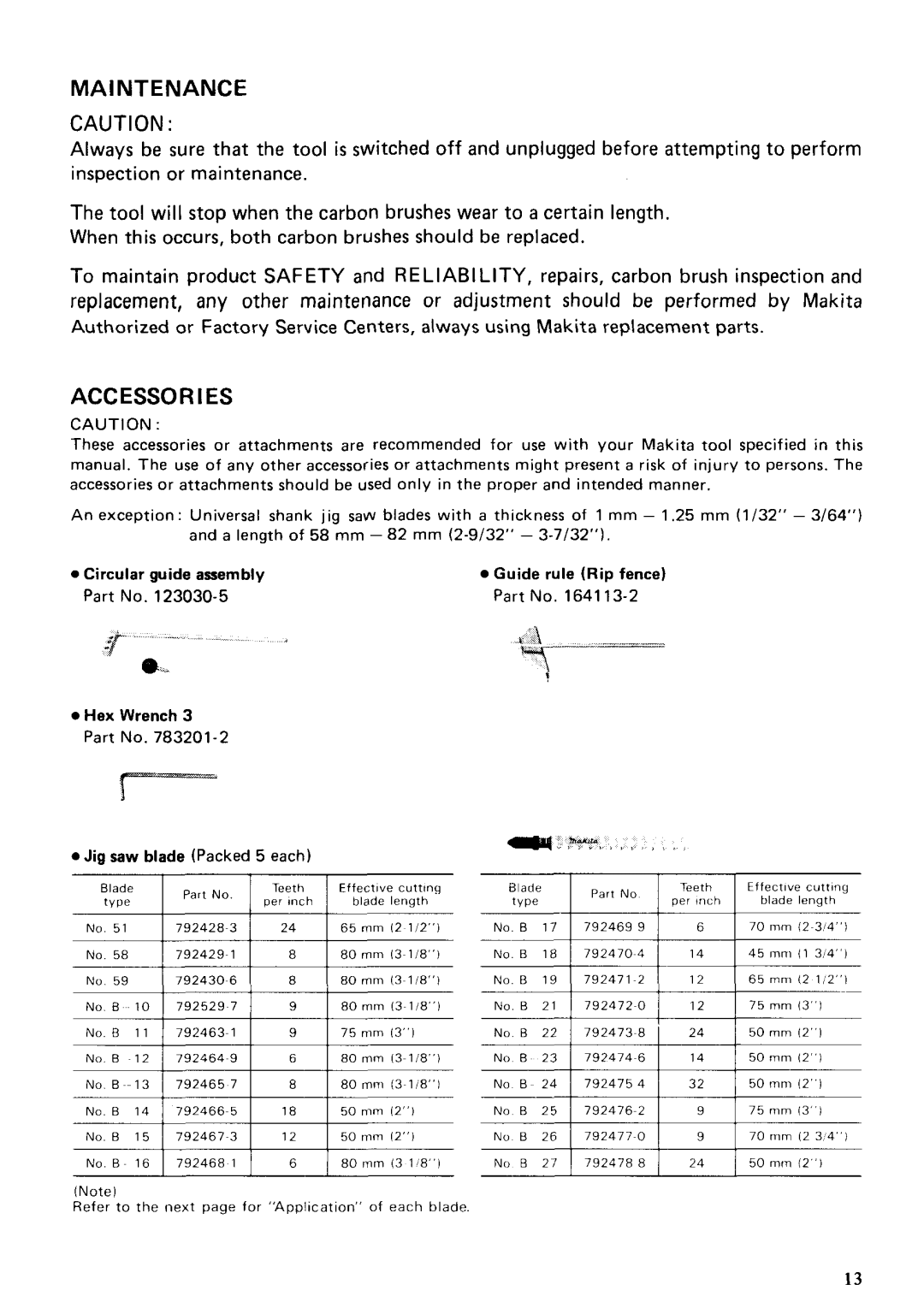 Makita 4302C instruction manual Maintenance 