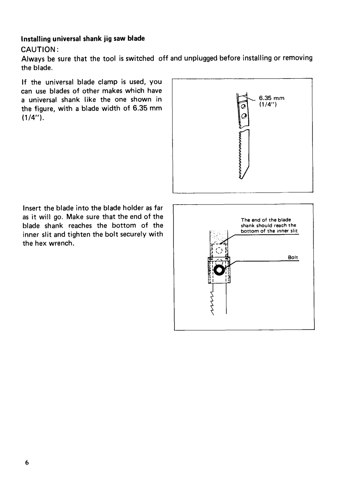 Makita 4302C instruction manual E end of t h e blade shank should reach t h e 