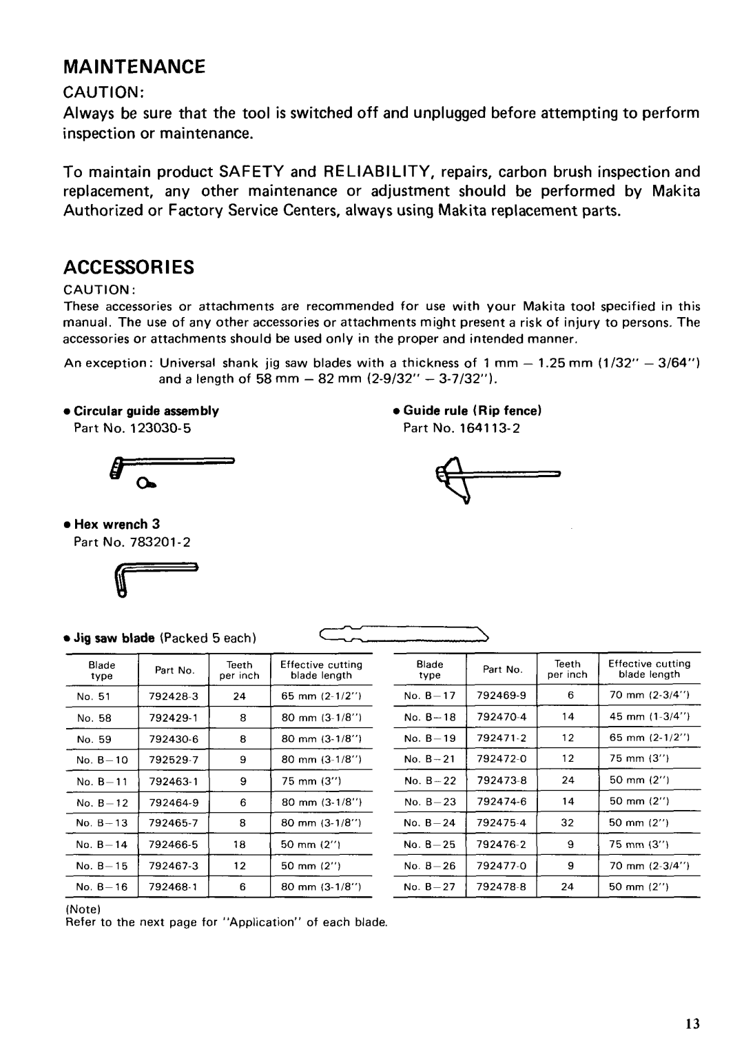 Makita 4303C specifications Maintenance 