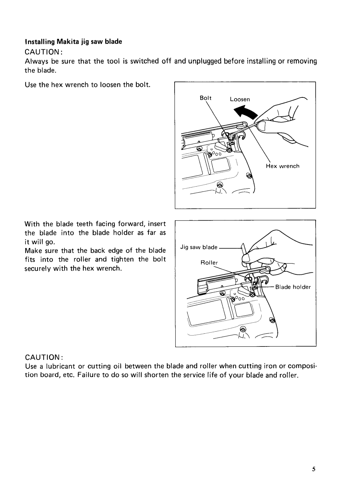 Makita 4303C specifications Blade into the blade holder as far as 