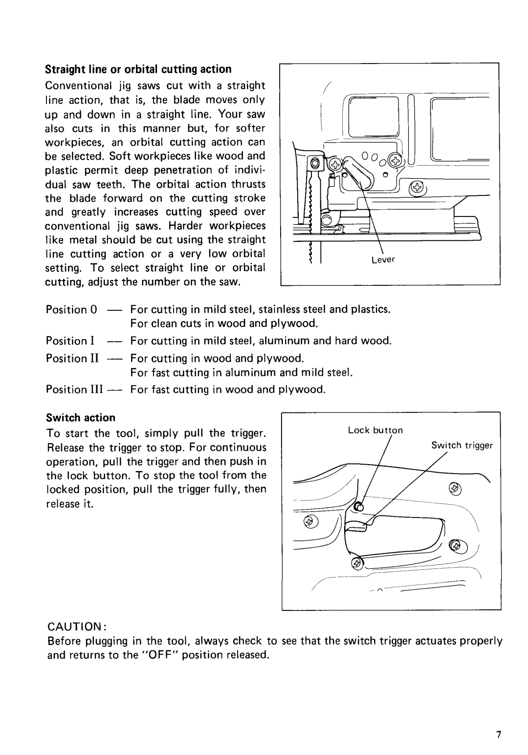 Makita 4303C specifications Straight line or orbital cutting action 