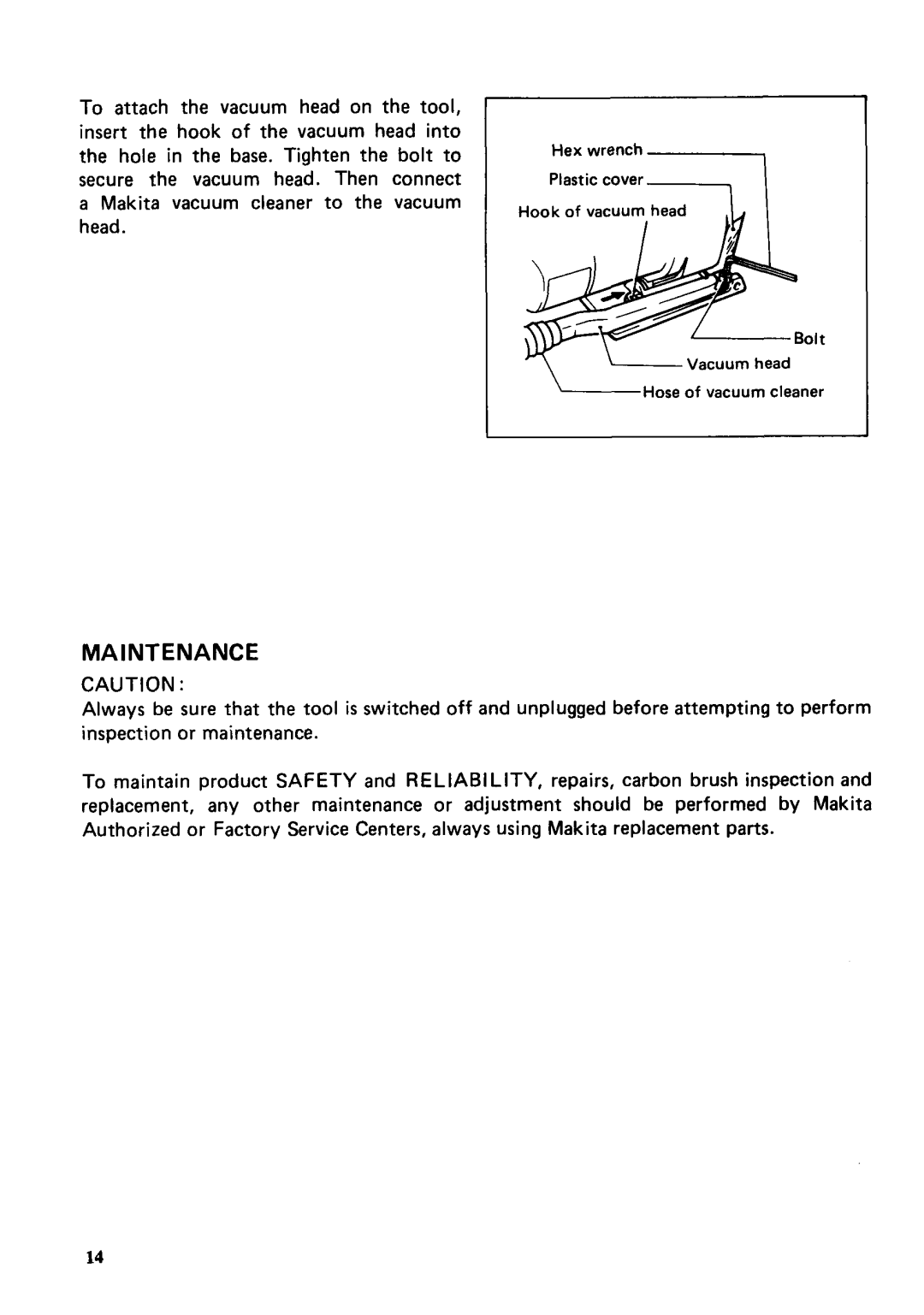 Makita 4304 instruction manual Maintenance 