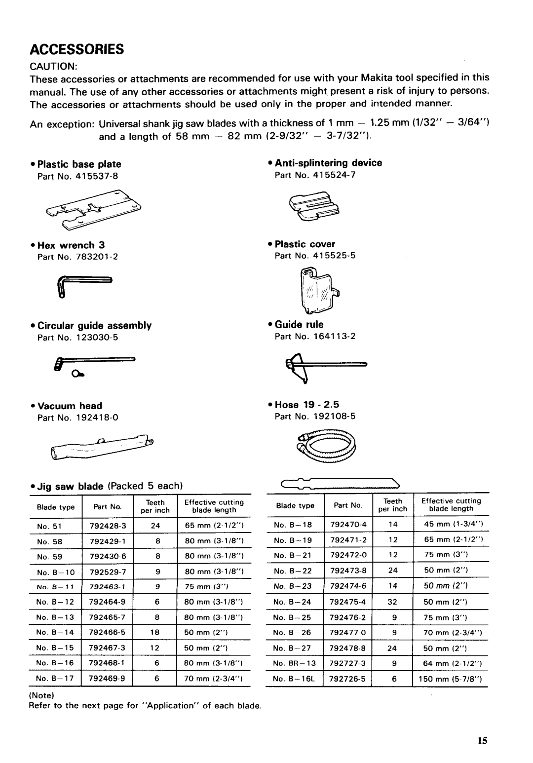 Makita 4304 instruction manual Accessories 