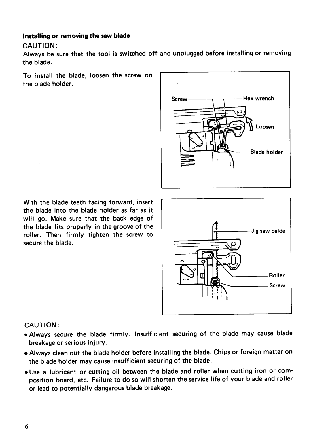 Makita 4304 instruction manual Installingor removingthe saw blade 