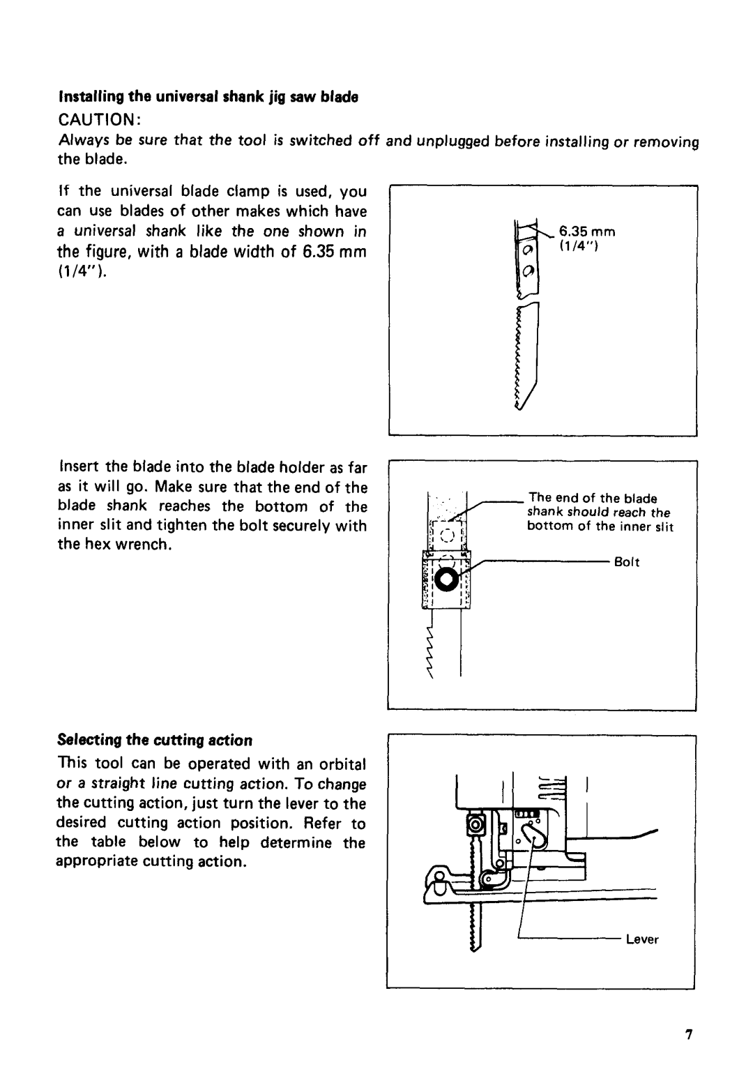 Makita 4304 instruction manual Bottom of the inner slit Bolt 