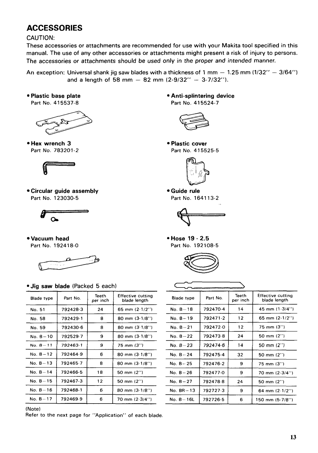 Makita 4304T, 4305T specifications Accessories 