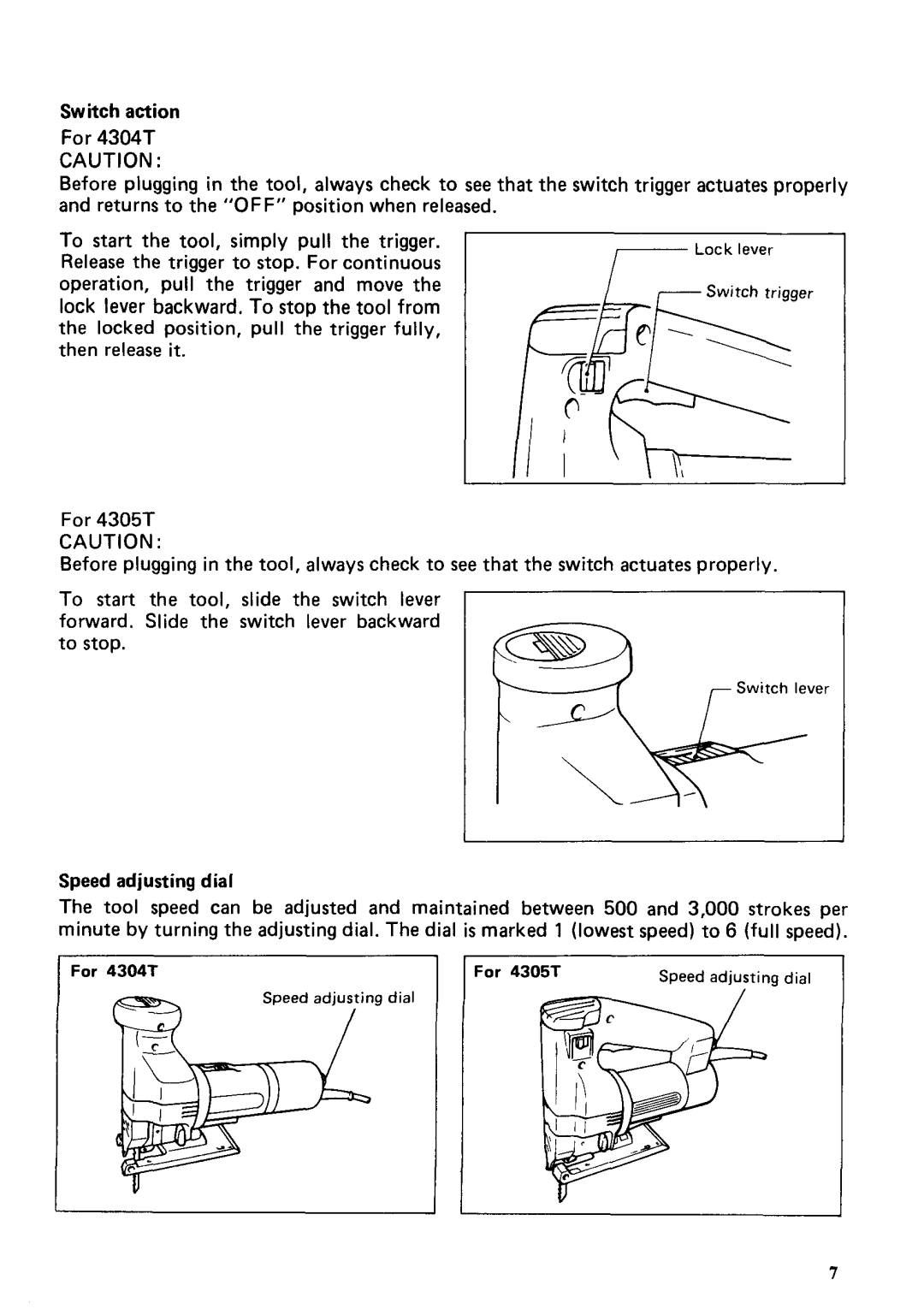 Makita specifications For 4304T For 4305T 