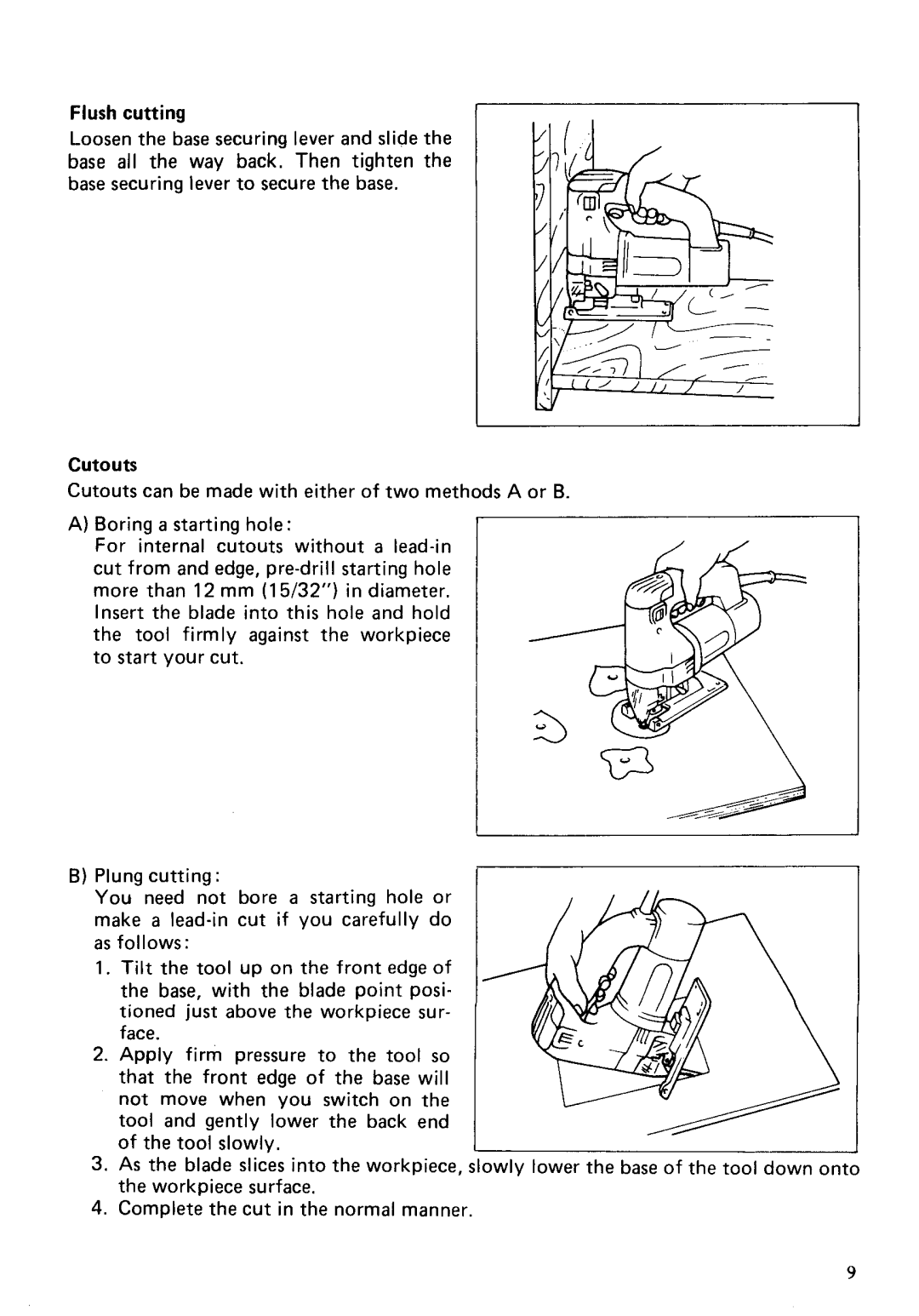 Makita 4304T, 4305T specifications Flush cutting 