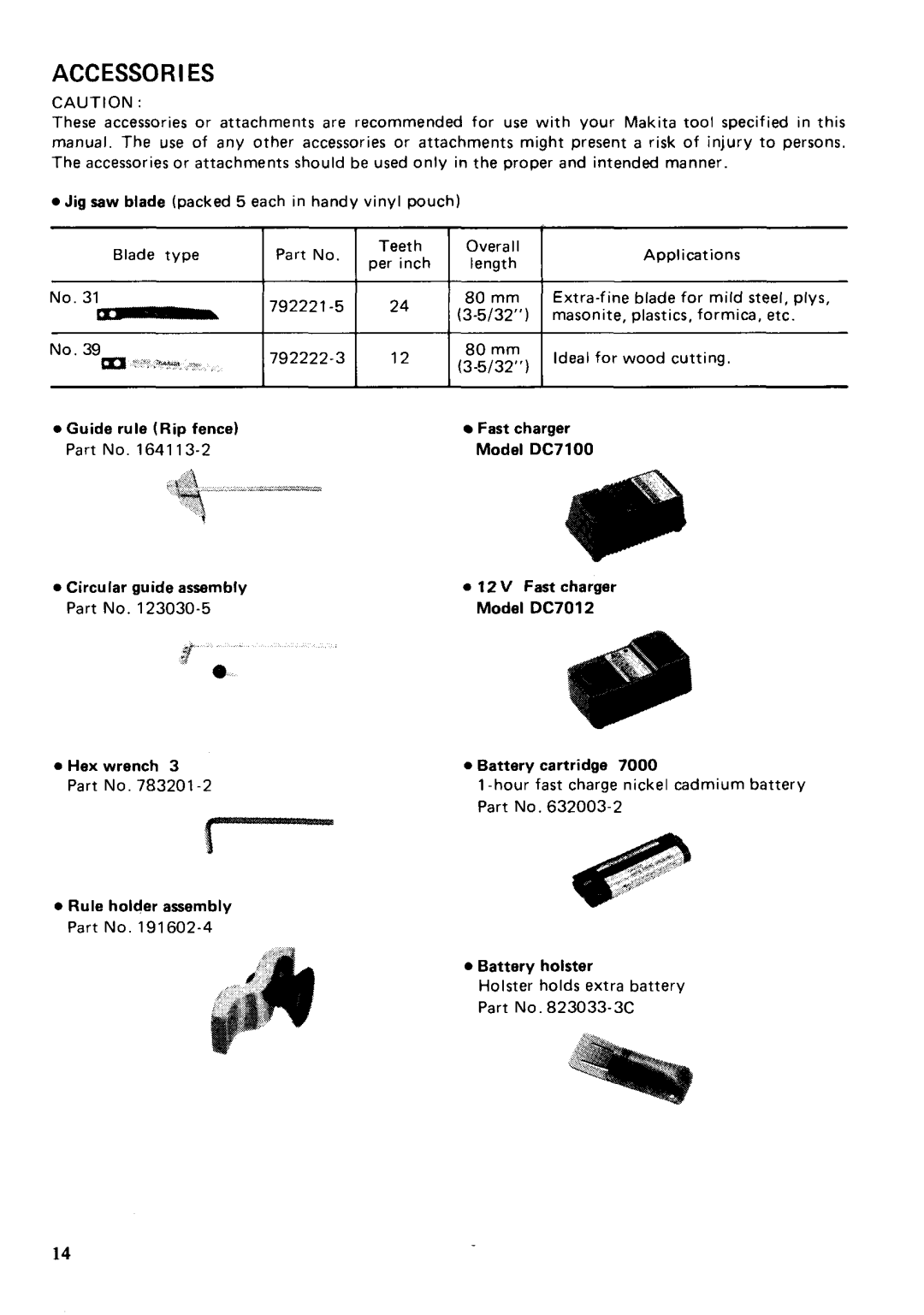 Makita 4307DW instruction manual Accessories 