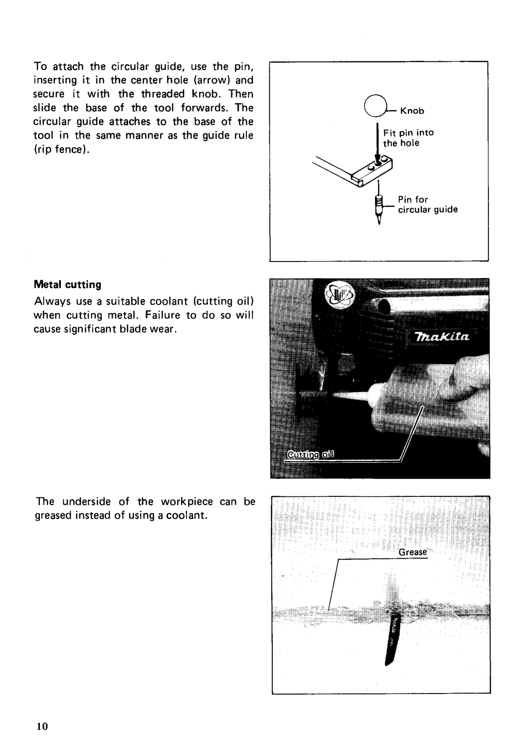 Makita 4320 instruction manual T pin into Hole BPin for circular guide 