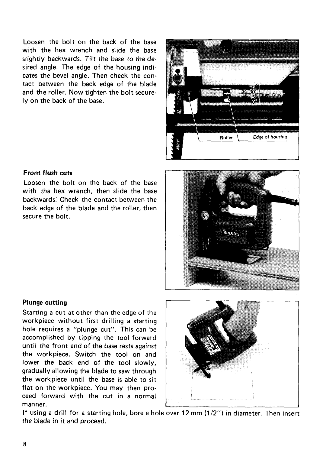 Makita 4320 instruction manual Front flush cuts 