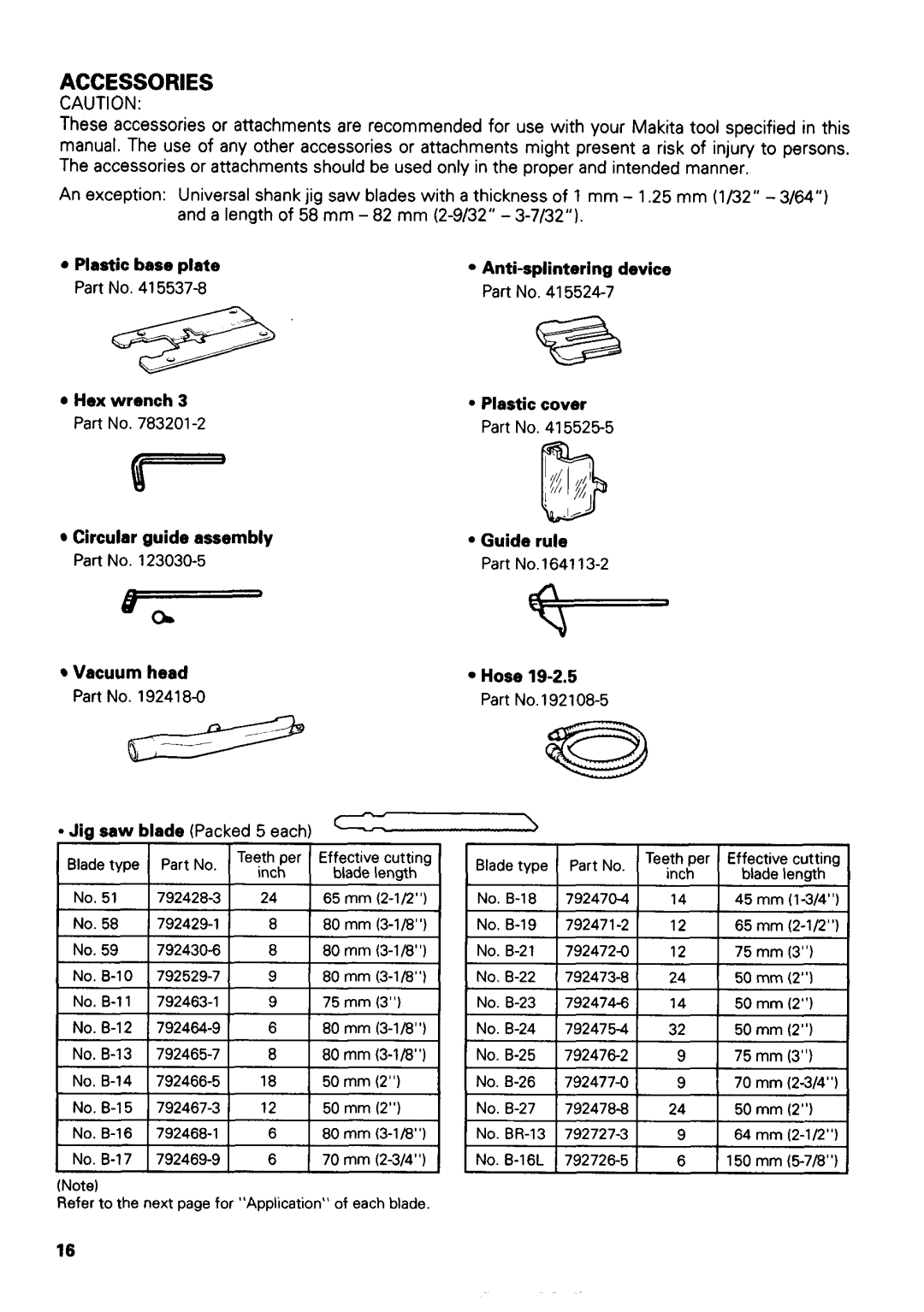 Makita 433ODWA instruction manual Accessories 