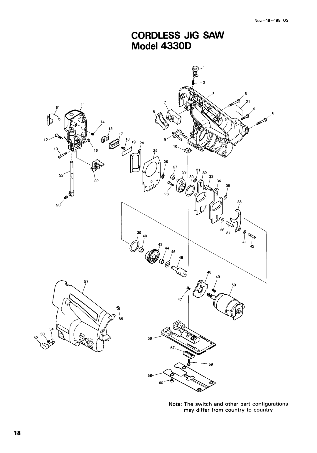 Makita 433ODWA instruction manual Cordless JIG SAW 