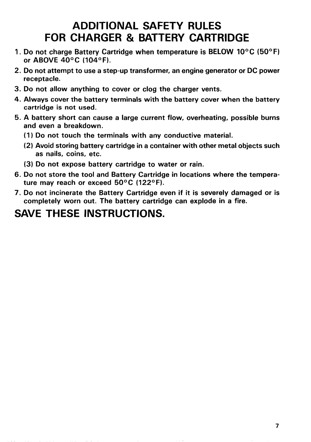 Makita 433ODWA instruction manual Additional Safety Rules For Charger & Battery Cartridge 