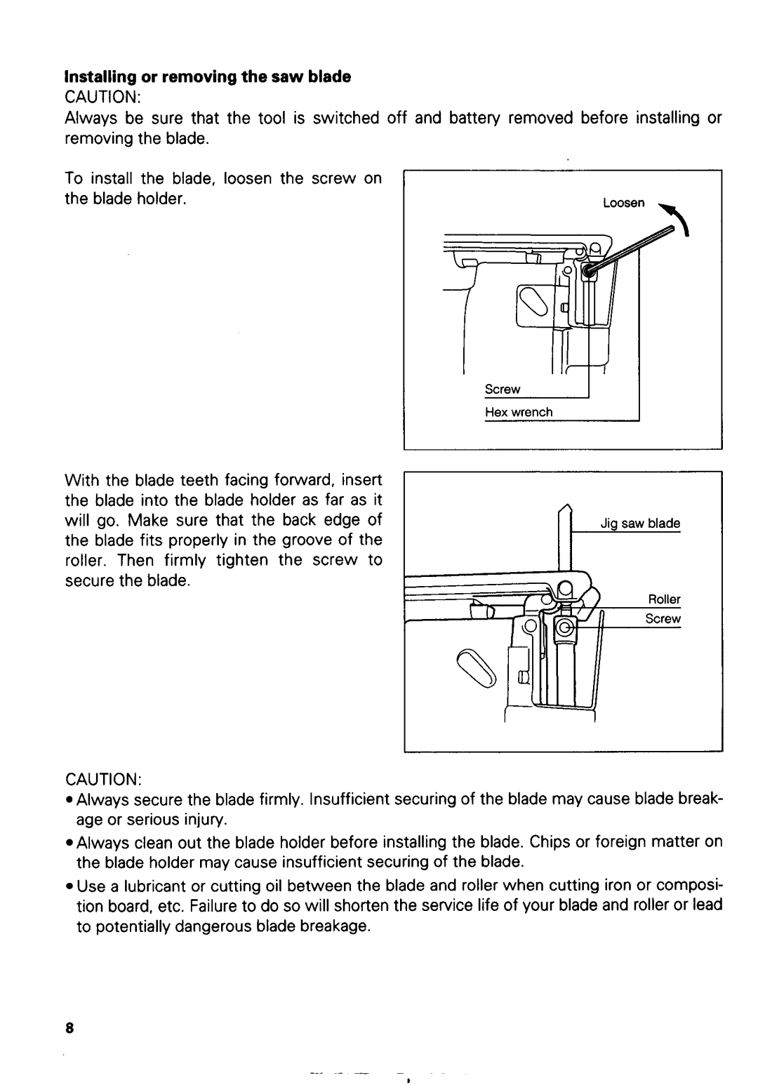 Makita 433ODWA instruction manual Installing or removingthe saw blade 