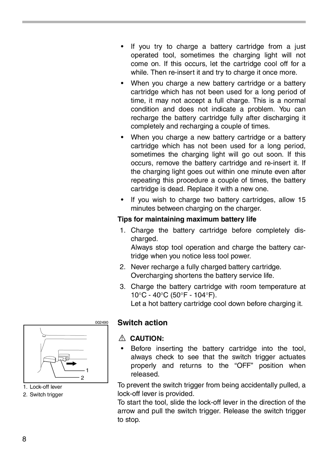 Makita 4390D instruction manual Tips for maintaining maximum battery life 