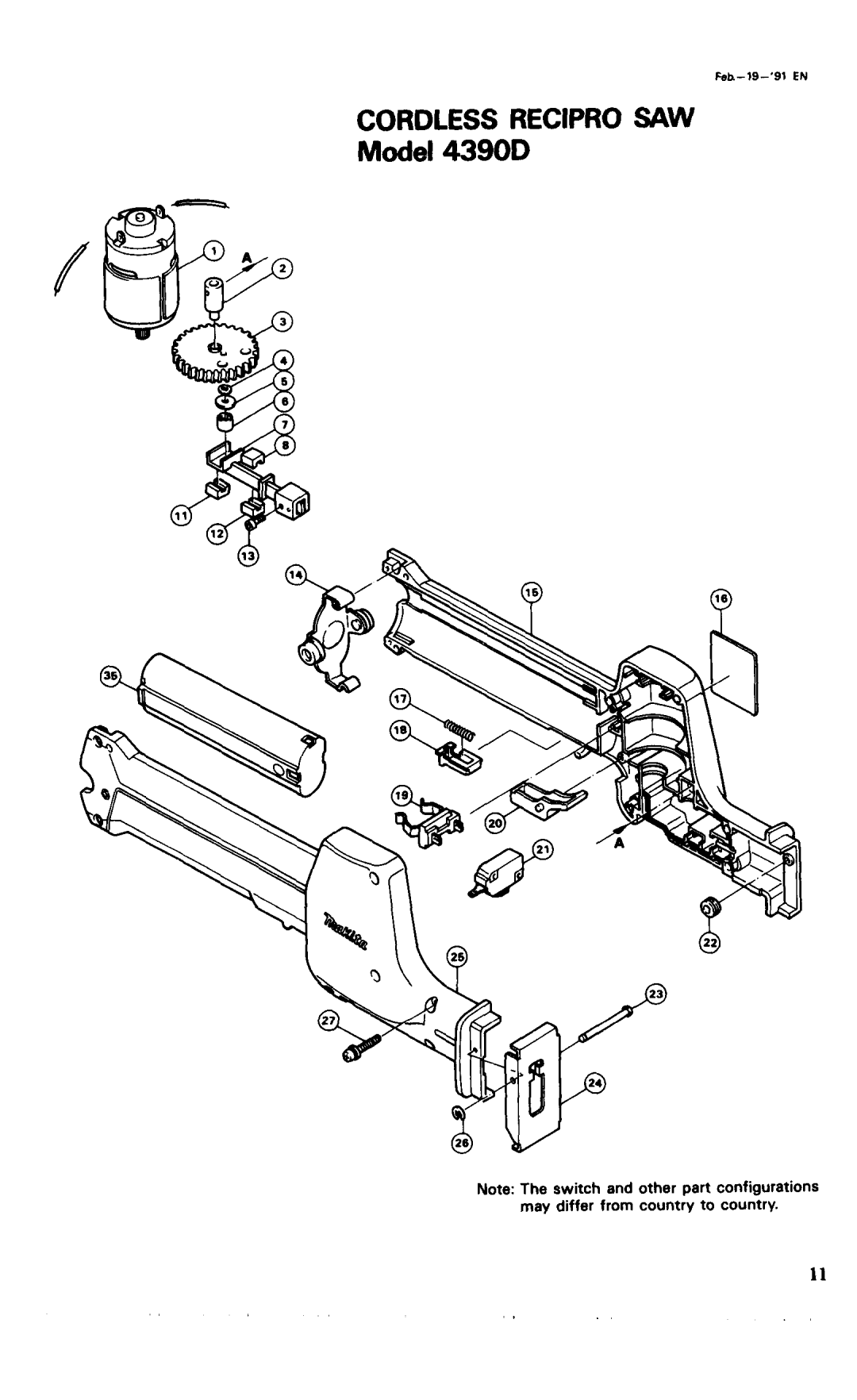 Makita 43901D, 4390DW instruction manual Cordless Recipro SAW Model 