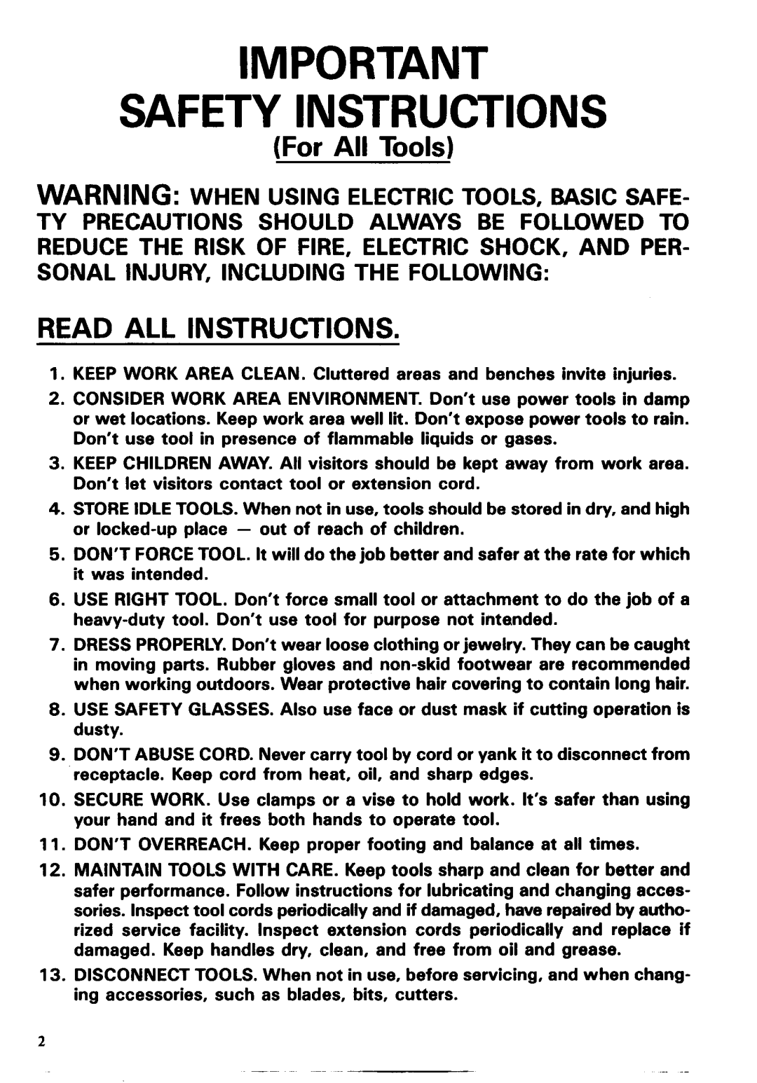 Makita 4390DW, 43901D instruction manual For All Tools, Read All Instructions, Safety Instructions 