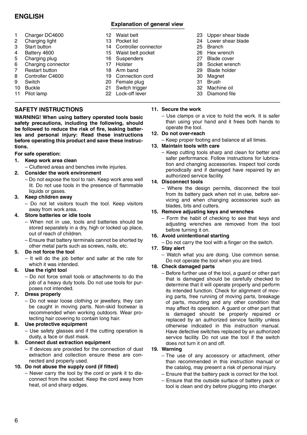 Makita 4604D specifications Safety Instructions, Explanation of general view 