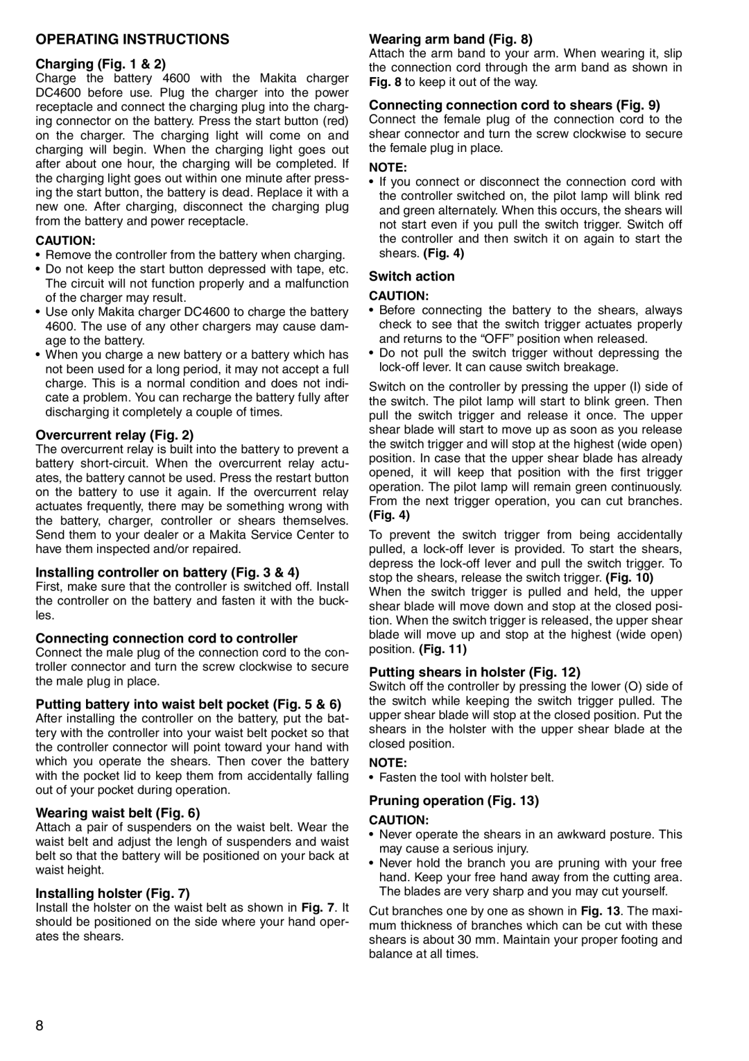 Makita 4604D specifications Operating Instructions 