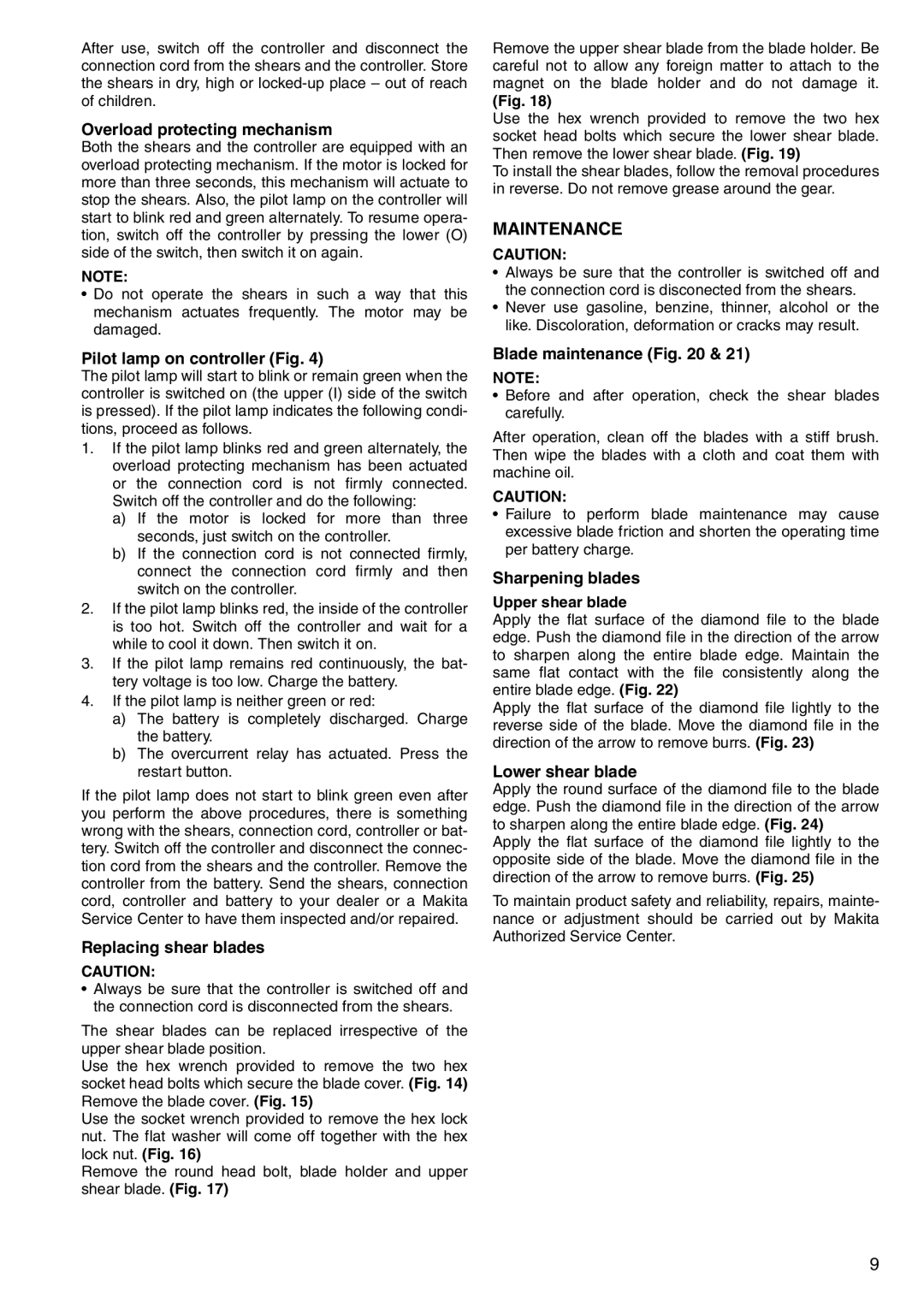 Makita 4604D specifications Maintenance 