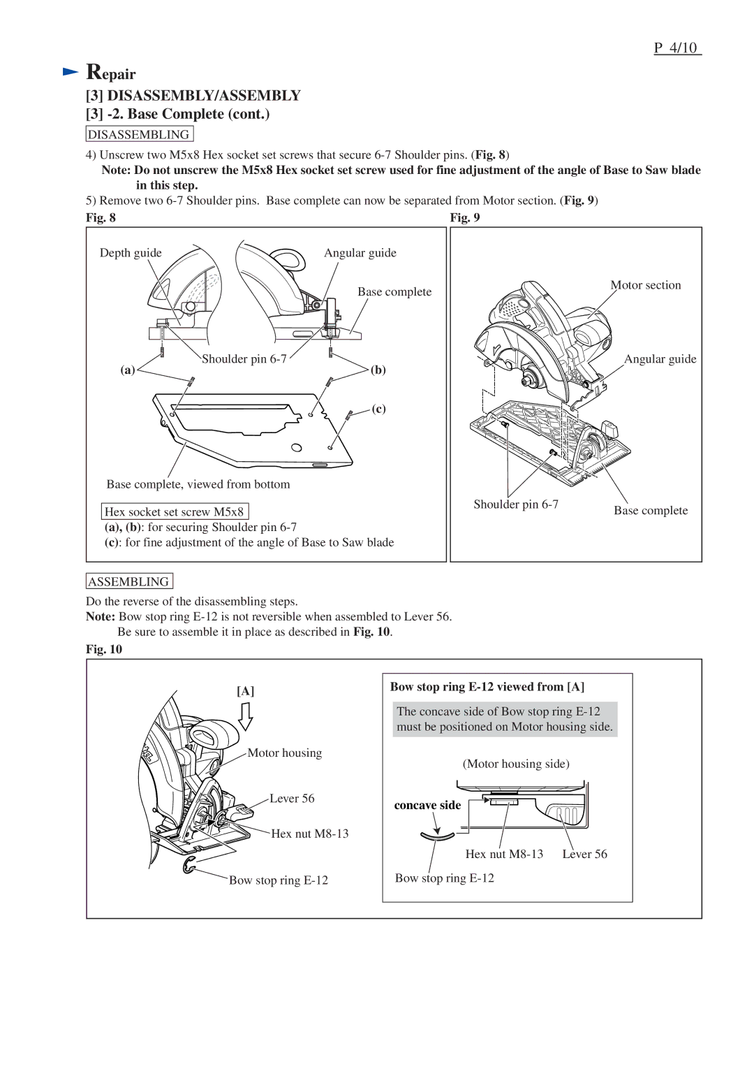 Makita 5007MG-R dimensions Bow stop ring E-12 viewed from a 