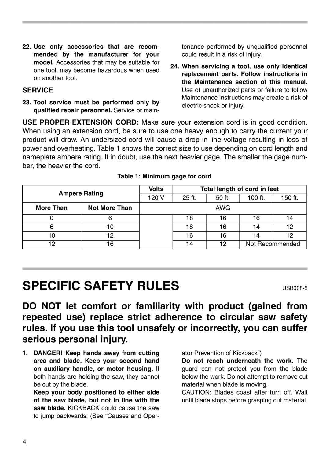 Makita 5007NH instruction manual Specific Safety Rules 