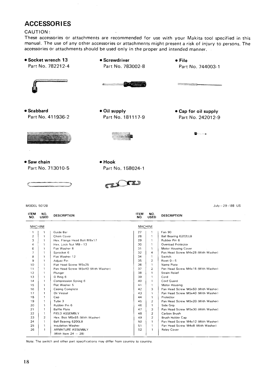 Makita 5012B manual 